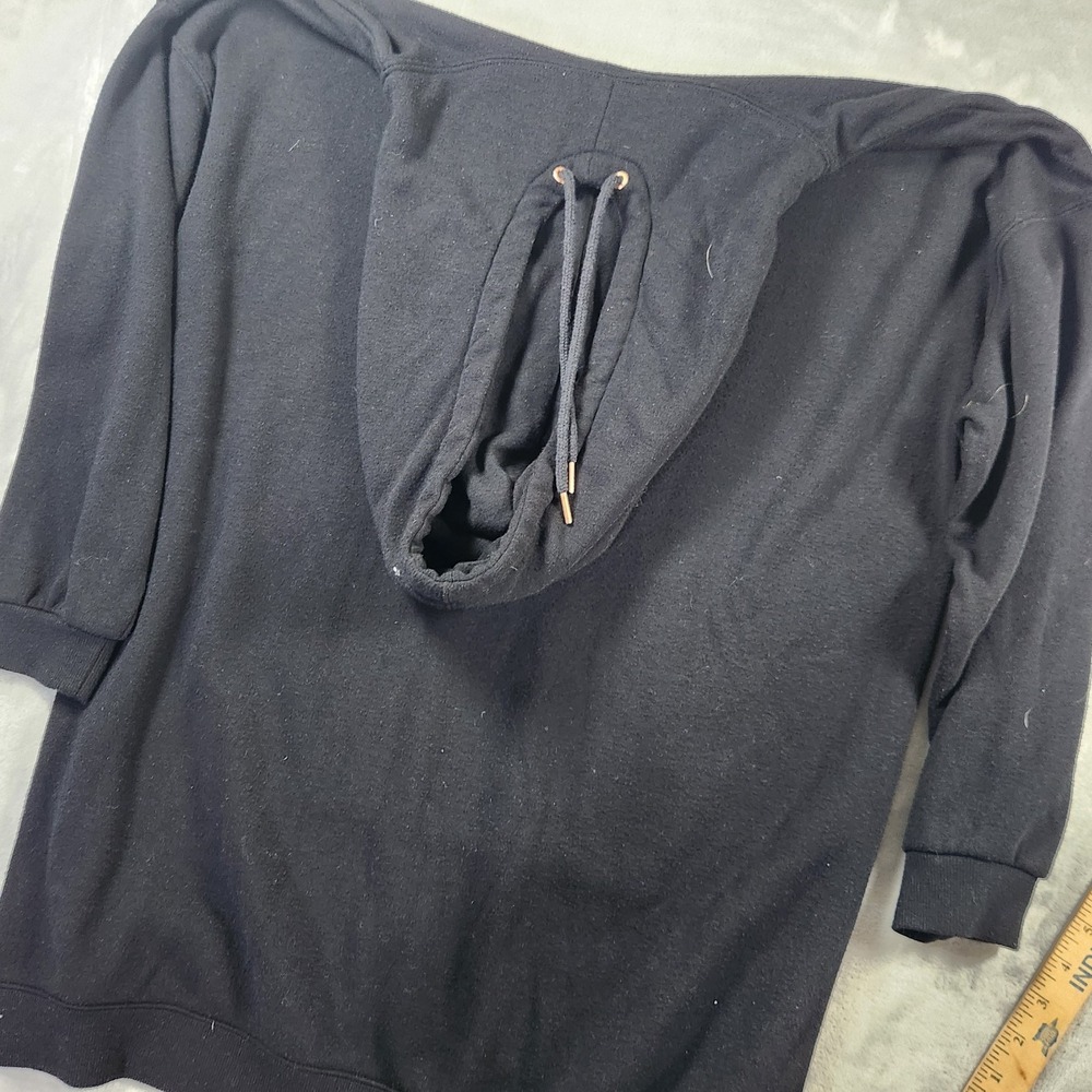 Volcom Lived In Lounge Black Hooded Fleece Sweatshirt Hoodie WOMEN'S M/L - Picture 9 of 9